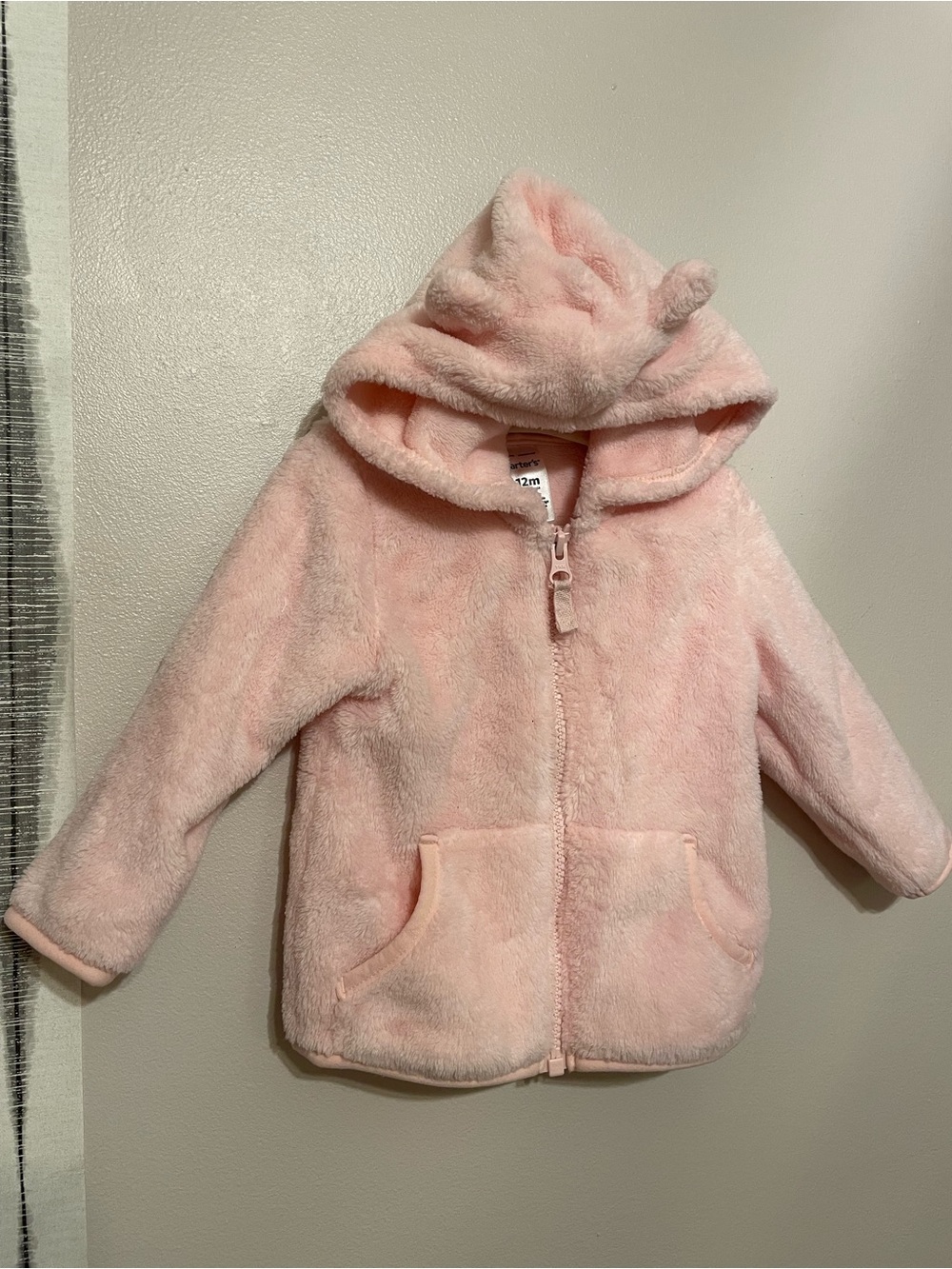 Carter's Light Pink Plush Hooded Baby Jacket with Ears
